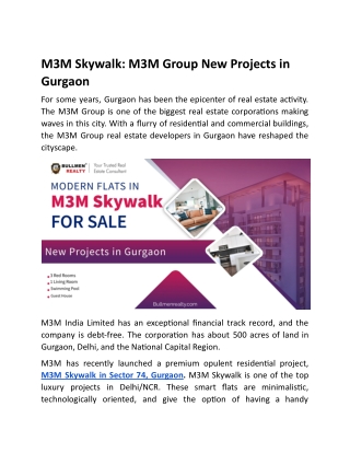 M3M Skywalk M3M Group New Projects in Gurgaon