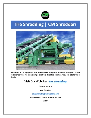 Tire Shredding | CM Shredders