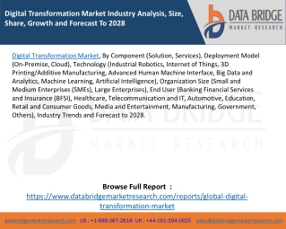 Digital Transformation Market Industry Analysis, Size, Share, Growth and Forecast To 2028