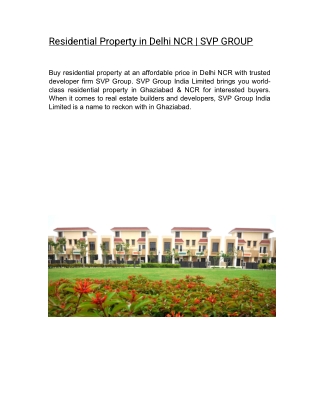 Residential Property in Delhi NCR | SVP GROUP