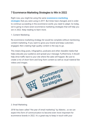 7 Ecommerce Marketing Strategies to Win in 2022
