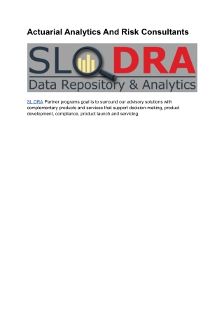 Actuarial Analytics And Risk Consultants