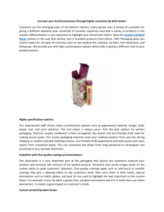 Increase your brand awareness through highly customize lip balm boxes