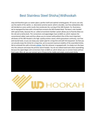 Best Stainless Steel ShishaWdhookah