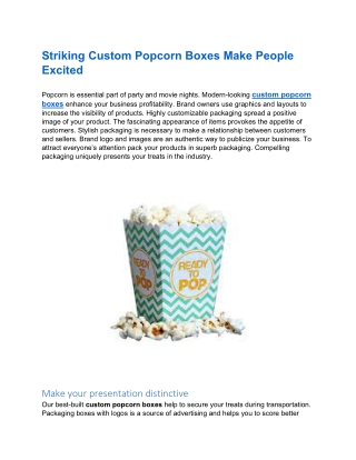Striking Custom Popcorn Boxes Make People Excited