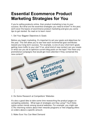 Essential Ecommerce Product Marketing Strategies for You