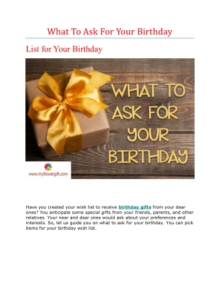 What To Ask For Your Birthday