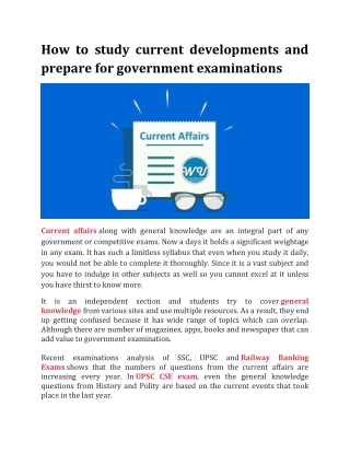 How to study current developments and prepare for government examinations