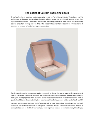 The Basics of Custom Packaging Boxes