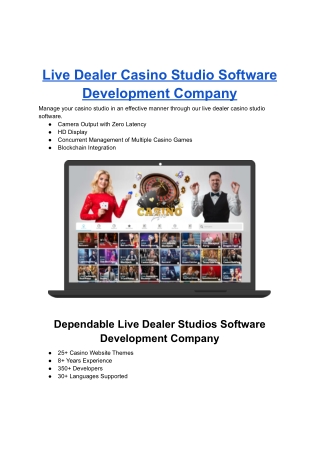 Live Dealer Casino Studio Software Development Company