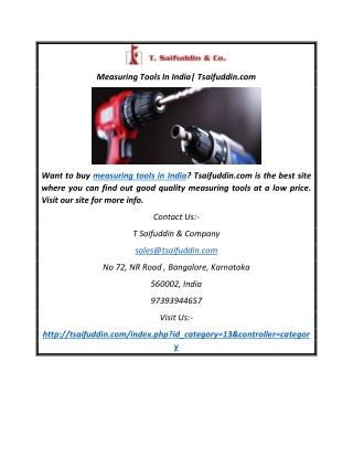 Measuring Tools In India| Tsaifuddin.com