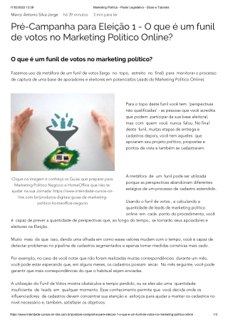 Pré-Campanha para Eleição 1 - O que é um funil de votos no Marketing Político Online Marketing Político - Poder Legislat