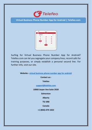 Virtual Business Phone Number App for Android Telefeo