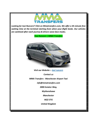Taxi Runcorn  MMA Transfers