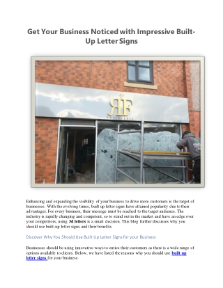 Get Your Business Noticed with Impressive Built-Up Letter Signs