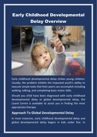 Early Childhood Developmental Delay Overview