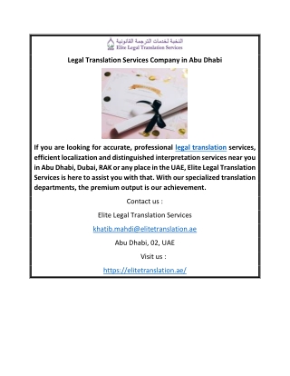 Legal Translation Services Company in Abu Dhabi