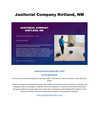Janitorial Company Kirtland, NM.