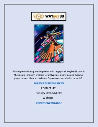 Gambling Website Singapore | Waybet88.com