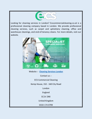 Cleaning Services London | Ecscommercialcleaning.co.uk