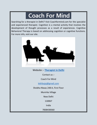 Therapist in Delhi | Coachformind.com