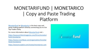 MONETARIFUND | MONETARICO | Copy and Paste Trading Platform