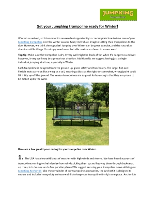 Get your Jumpking trampoline ready for Winter!