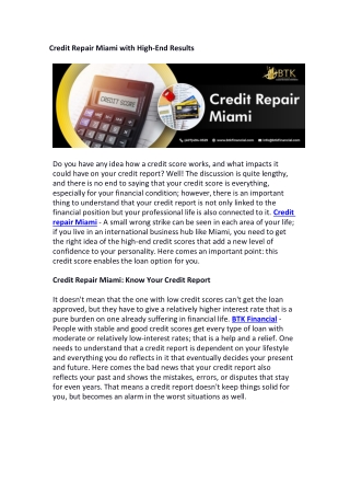 Credit Repair Miami with High-End Results