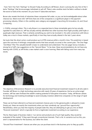 Near Future Report Review (Brownstone Research Jeff Brown ...