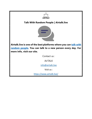 Talk With Random People | Airtalk.live