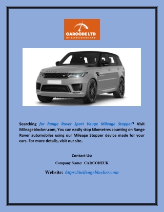 Range Rover Sport Vauge Mileage Stopper | Mileageblocker.com