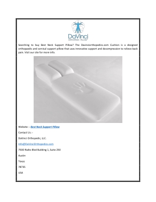 Best Neck Support Pillow  Davinciorthopedics.com