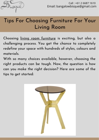 Tips For Choosing Furniture For Your Living Room