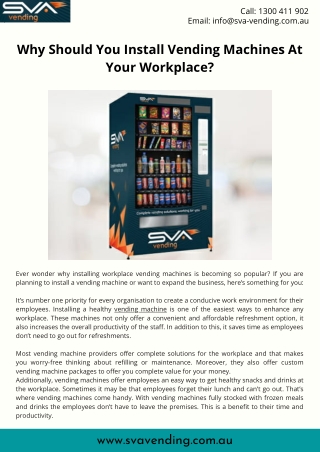 Why Should You Install Vending Machines At Your Workplace