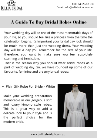 A Guide To Buy Bridal Robes Online