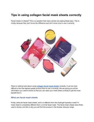 Tips in using collagen facial mask sheets correctly