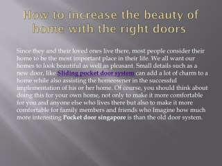 How to increase the beauty of home with the right doors