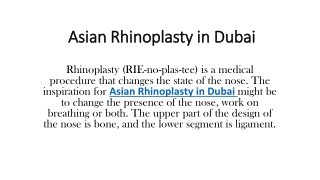 Asian Rhinoplasty in Dubai