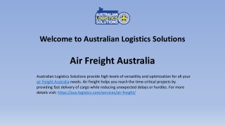 Air Freight & Warehousing Services in Australia