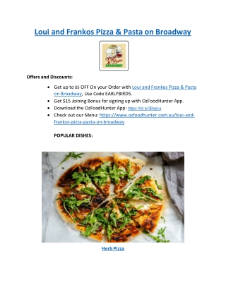 5% Off - Loui and Frankos Pizza & Pasta on Broadway Reservoir, VIC