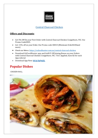 $5 Off-Central Charcoal Chicken Menu Craigieburn,VIC
