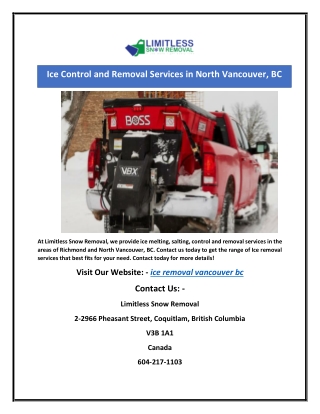 Ice Control and Removal Services in North Vancouver, BC