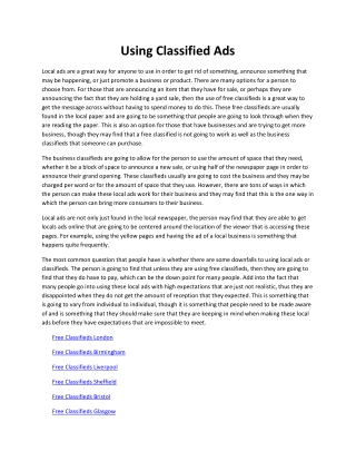 Using Classified Ads