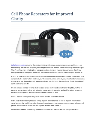 Cell Phone Repeaters For Improved Clarity