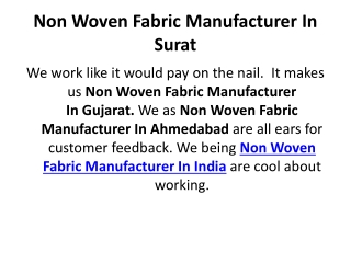 Non Woven Fabric Manufacturer In Surat