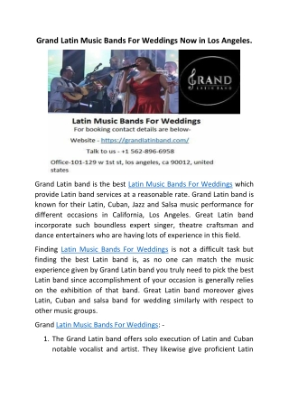 Latin Music Bands For Weddings