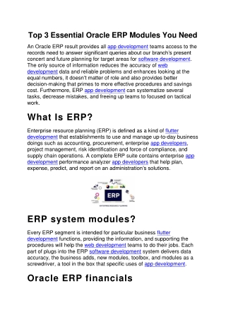 Top 3 Essential Oracle ERP Modules You Need