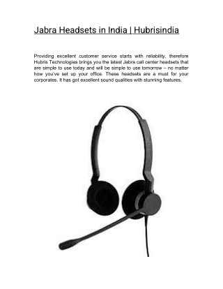 Jabra Headsets in India | Hubrisindia