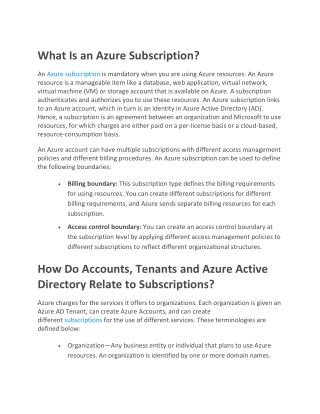 What Is an Azure Subscription