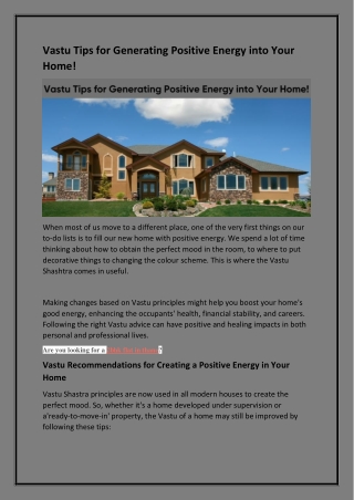 Vastu Tips for Generating Positive Energy into Your Home!-converted